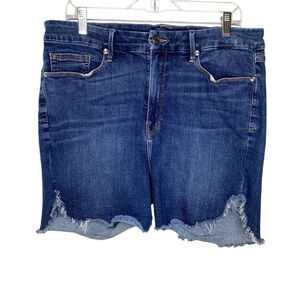 Good American Shorts Women Sz 18‎ Blue Cutoffs Denim Dark Wash Kardashians EUC